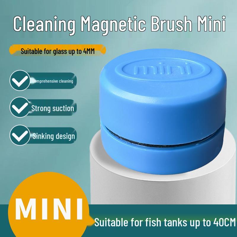Compact Magnetic Fish Tank Algae Remover Brush - Super Strong Suction for Glass Cleaning