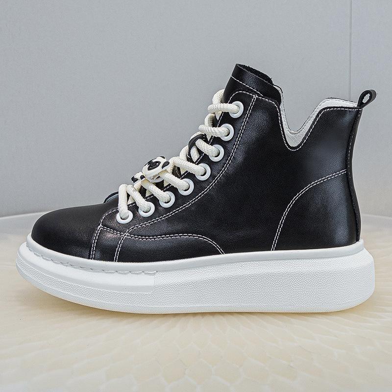 Leather high-top card women's autumn new versatile fashion casual sports women's shoes