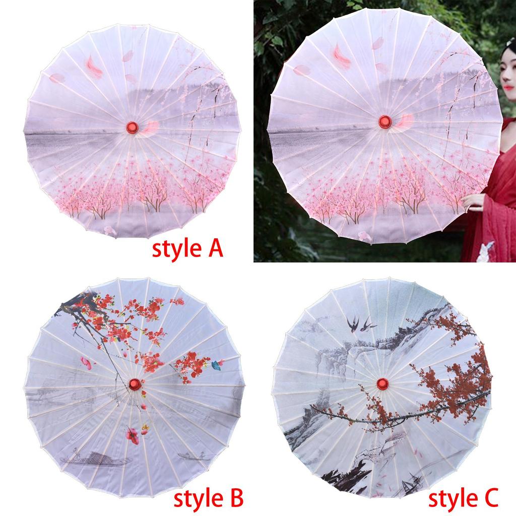 Silk Cloth Women Classical Dance Umbrella Rainproof Paper Parasol for Bridal