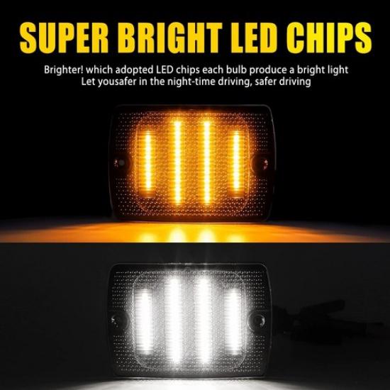 2PC Side Marker Parking Turn Signal Corner Lights For 1987-1995 Jeep Wrangler YJ