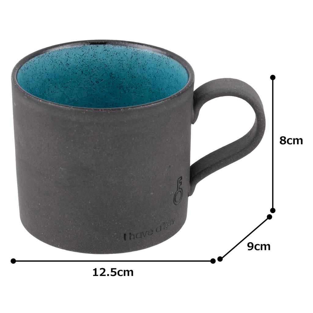 Koyo Pottery Black Earth Key Mug, Blautopas, 20402
