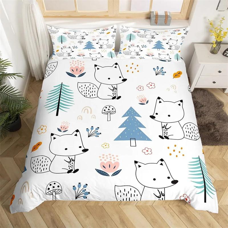Animal Hedgehog Bedding Set Queen King Size Cute Animals Comforter Duvet Covers and Pillowcase for Adults Kids Quilt Cover