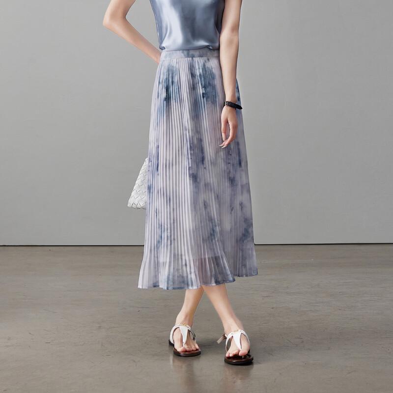 SOFSIL Women s Gradient Print Pleated A-Line Midi Skirt 28/L