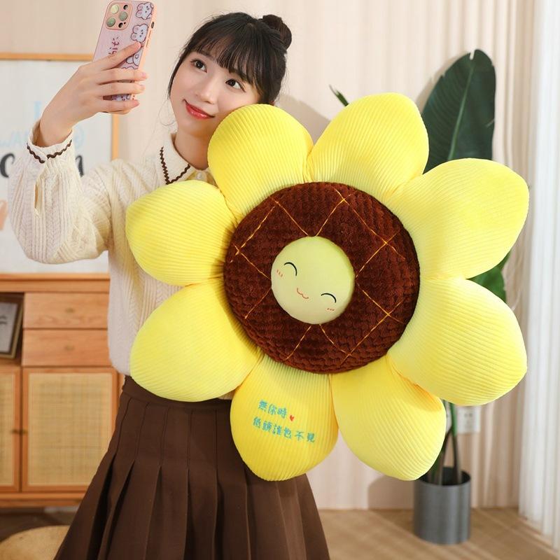 Sunflower throw pillow cushion sunflower sunflower plush toy car butt seat cushion sofa girl