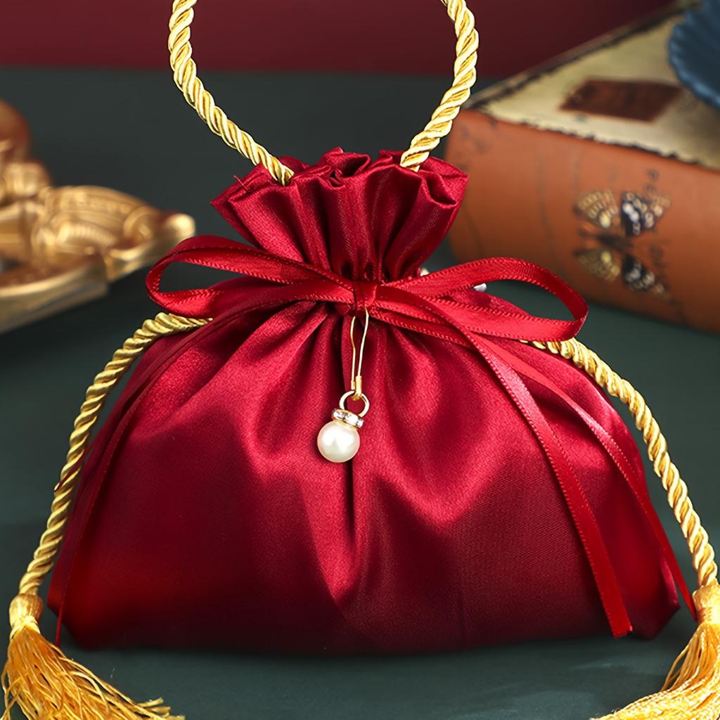 Christmas Gift Bags with TasselDrawstring.Tote Bags for Holiday Decorations,Party Favors,Candy Packaging,Christmas Decorations