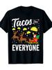 Men's Funny Tacos for Everyone Christmas T-Shirt - Mexican Food & Mexican Santa Design with Tacos, S