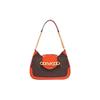 Michael Kors MK Hally Vintage Floral Chain Strap Leather And Faux Leather Tote Shoulder Bag Women handbags Dark-Brown Orange 30F1G2HL1B-843