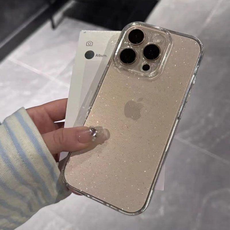 Soft Glitter Transparent Phone Case For iPhone 16 15 14 13 12 11 Pro X XS XR Max 8 7 Plus Shockproof Silicone Clear Bumper Cover