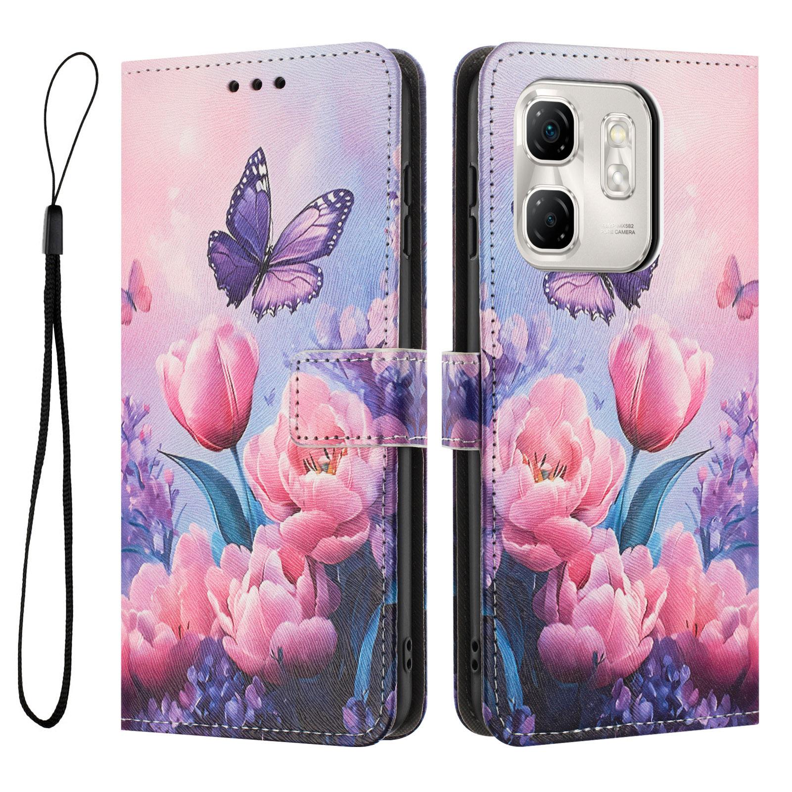 

YX-2501 Шкіряний чохол для Infinix Hot 50i 4G/Smart 9 HD 4G/Smart 9 4G з друком візерунка, гаманець, чохол для телефону зі шнурком C