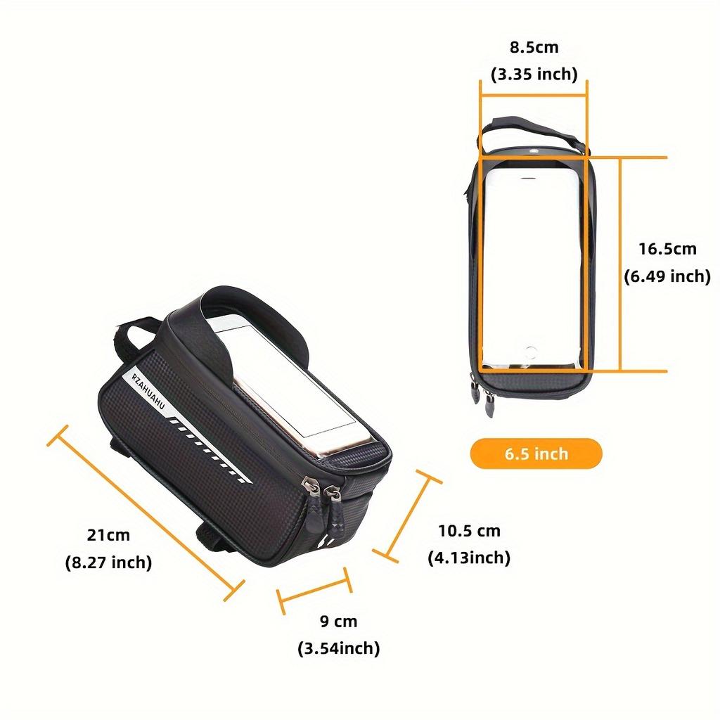 Wasserdichte Oberrohrtasche für Fahrrad mit Touchscreen-Handytasche – Passend für MTB & Rennräder