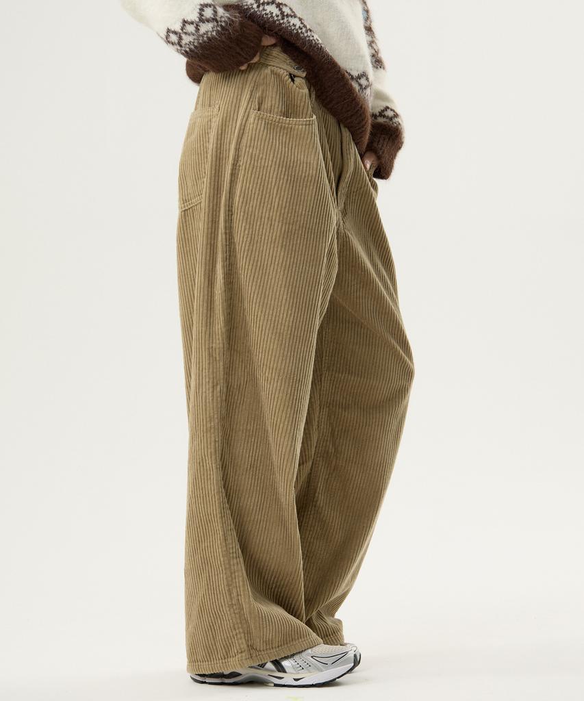 UNKNOWN PLANET Custom One-Pleat Corduroy Pants Beige