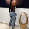 STREETRICH Fashion Detachable Buckle Irregular Jeans For Women High Waist Denim Pants Female Trendy