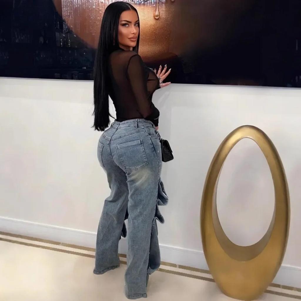 STREETRICH Fashion Detachable Buckle Irregular Jeans For Women High Waist Denim Pants Female Trendy
