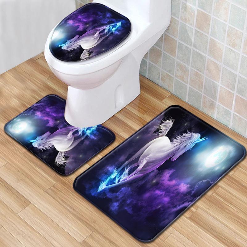 Einhorn Badezimmer Bodenmatte Toilette Dreiteiliges Set