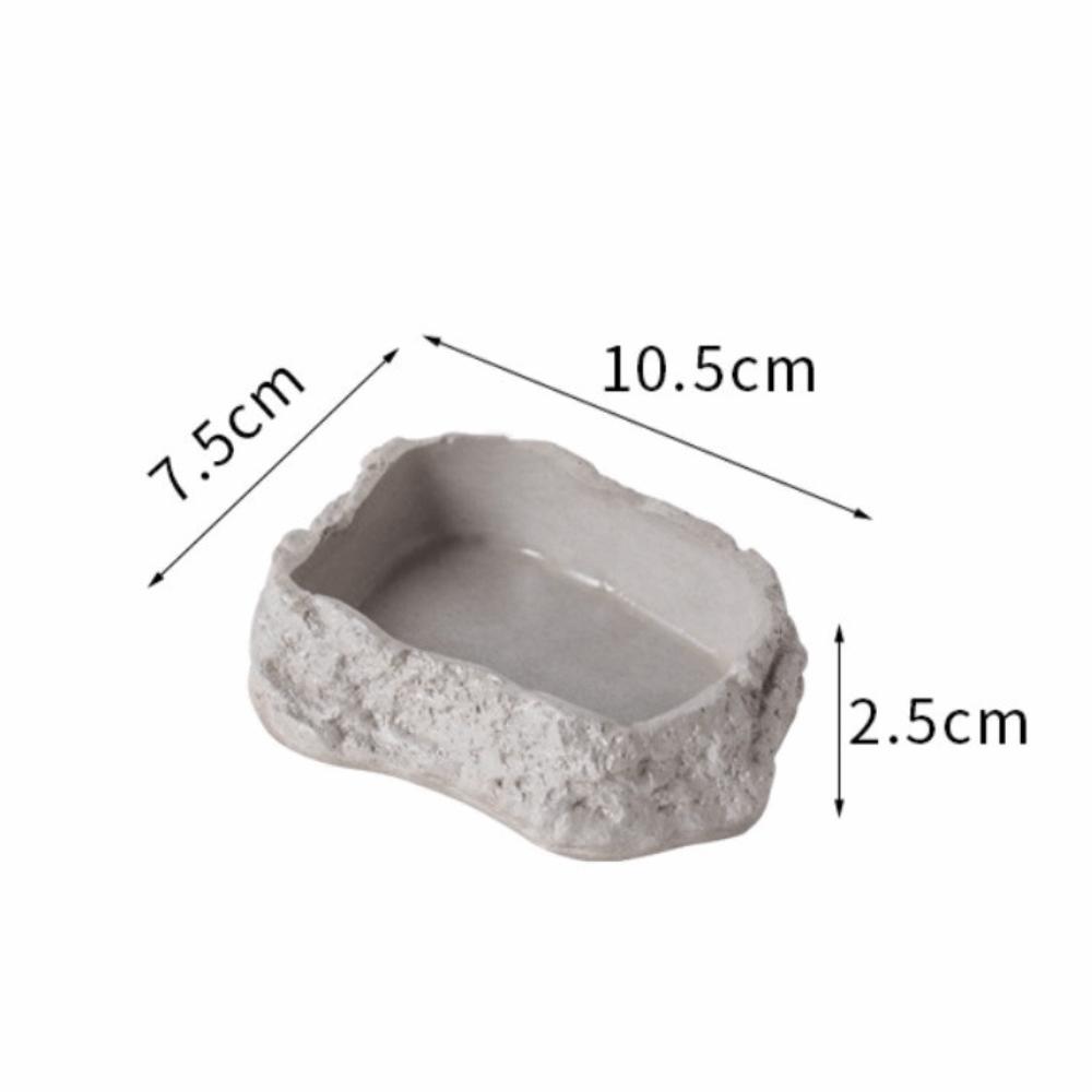 

Simulated Rock Reptile Food Bowl Multiple Size Anti-slip Base Tortoise Water Bowl Habitat Decor Pet Reptile Feeder Pet Supplies