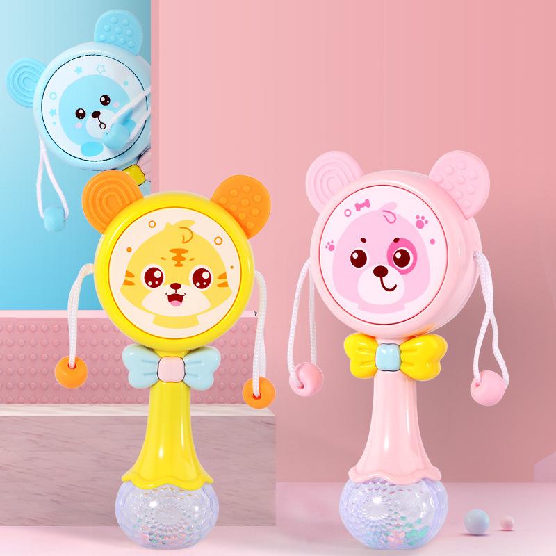 Non-Toxic Baby Rattles Teether Rattle Toy Musical Flashing Hand Bells Rabbit Hand Bells Newborn Infant Early Educational Toys Gifts 0-12M