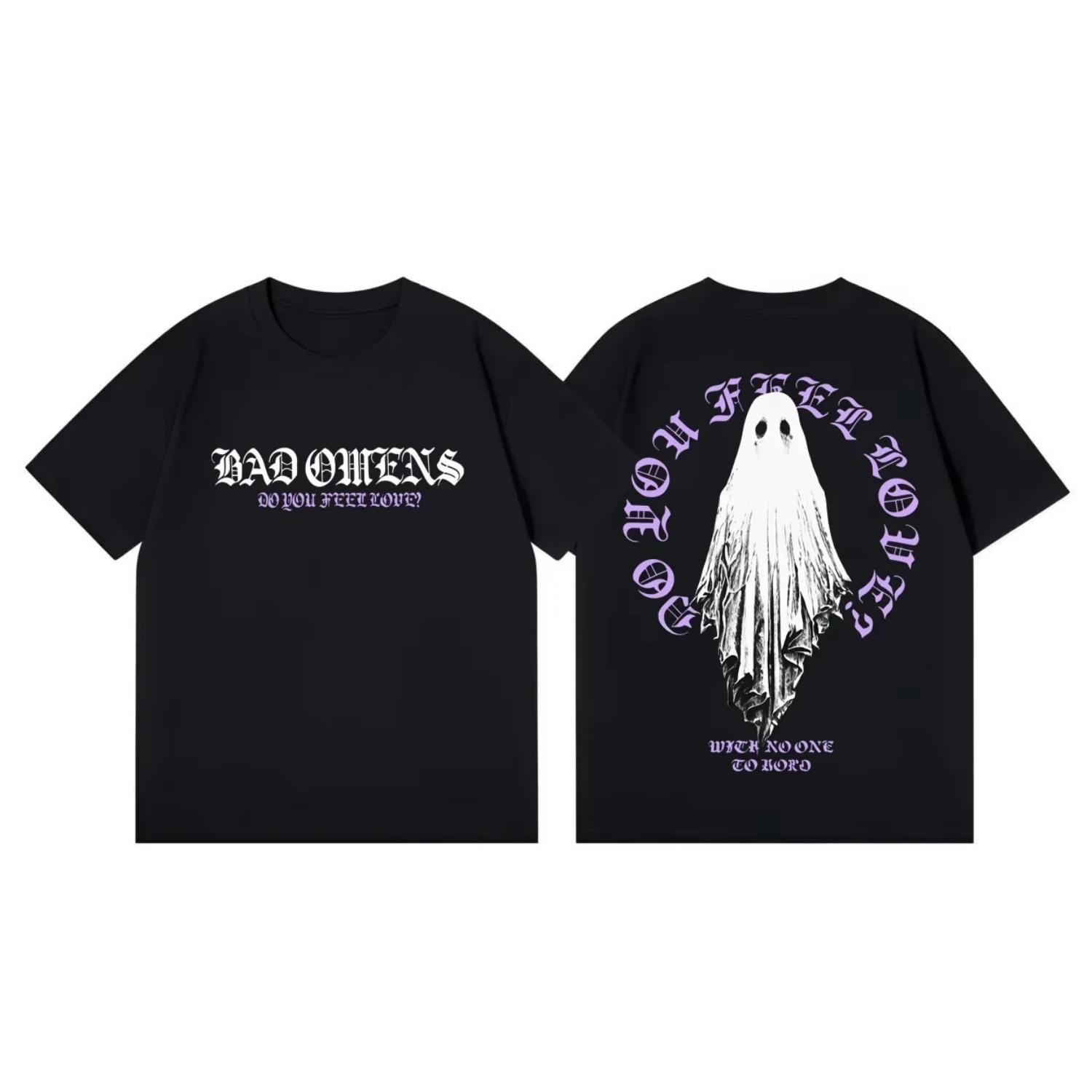 

2026 Rock Band Bad Omens Tour Graphic T-shirt Men and Women New Summer Street Y2K Clothing Hip-hop Round Neck Short Sleeved Top S чёрный