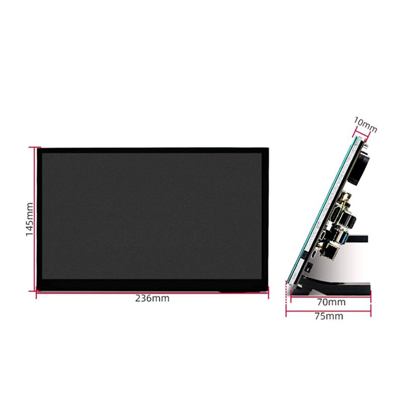A96I-10.1 Inch Touchscreen Monitor For Raspberry Pi 5/4B, IPS 1024X600, Dual Speakers, Compatible With Various Devices And OS