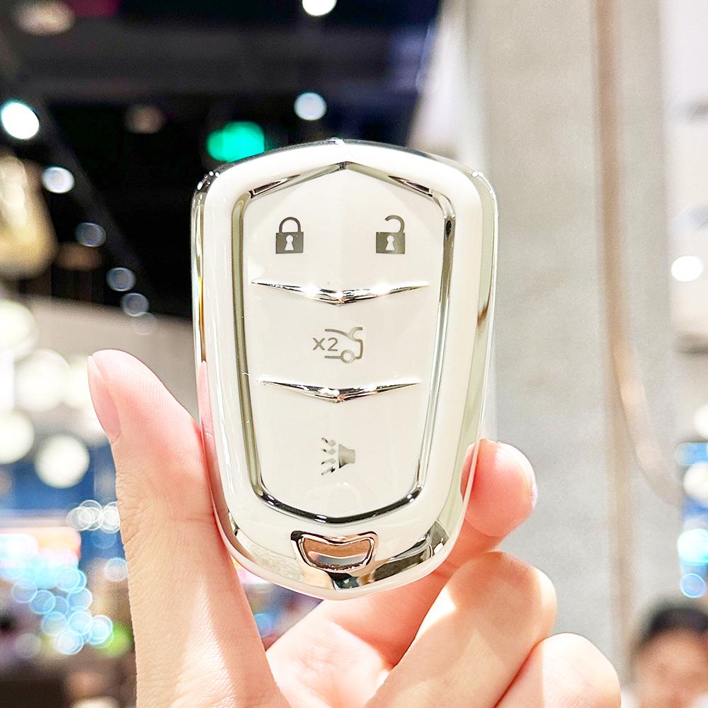Tpu Silver Edge Car Key Cover Case For Cadillac Escalade Esv Xt5 Xt4 Xt6 Ct5 Ct6 Ct4 Xts Auto Shell Fob Holder Accessories