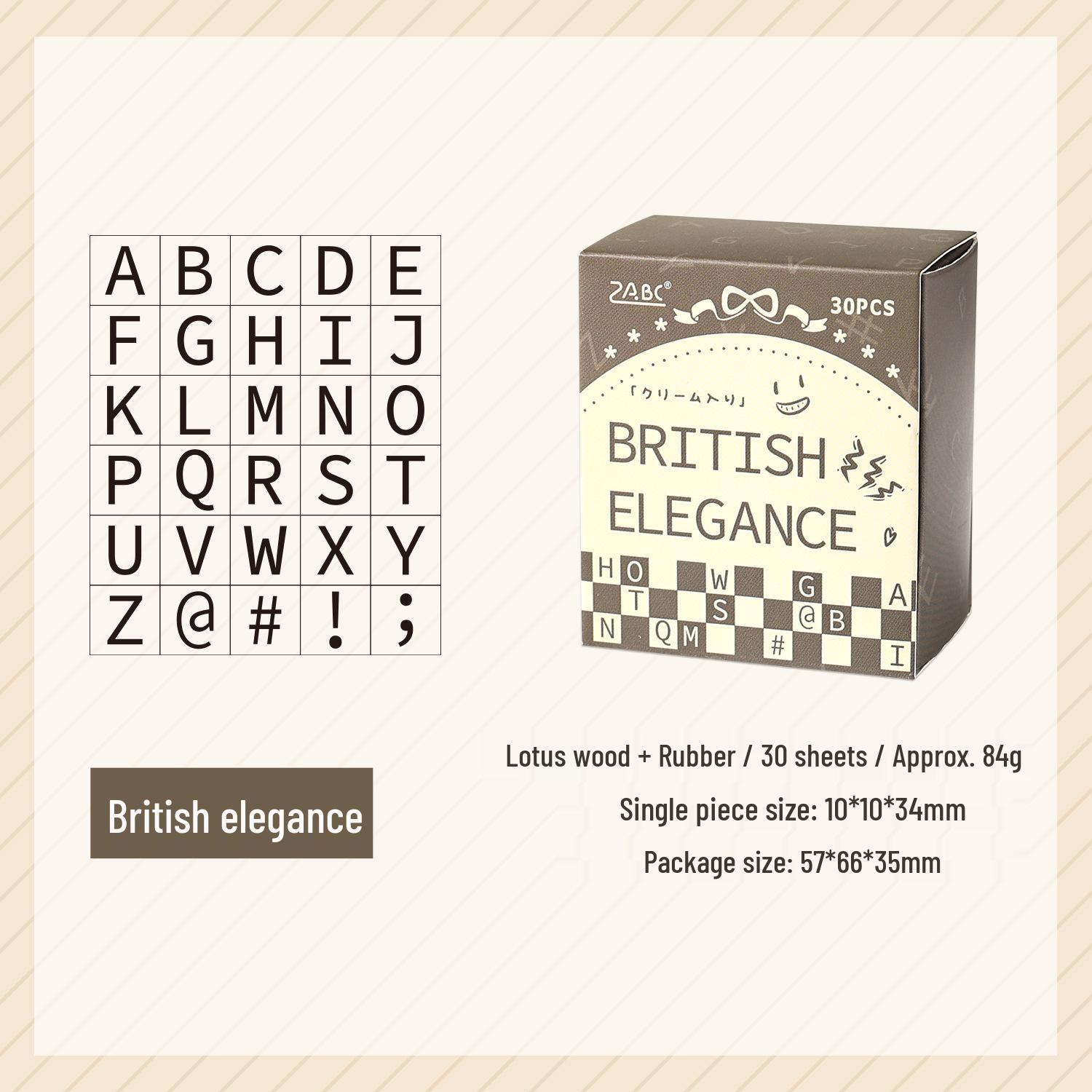 

ZABC Wenge Rubber Stamp Set: 30 Pieces, 4 Styles - Years Series English Planner Theme