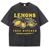 Premium Fresh Lemons Fruit Print Women Washed T-Shirts Y2K Comfortable Short Sleeve Loose All-Match T Shirt Cotton Hip Hop Top