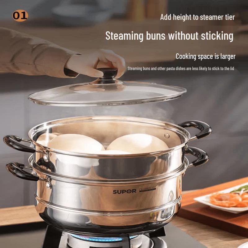 SUPOR 304 Stainless Steel Double-Layer 28cm Steamer