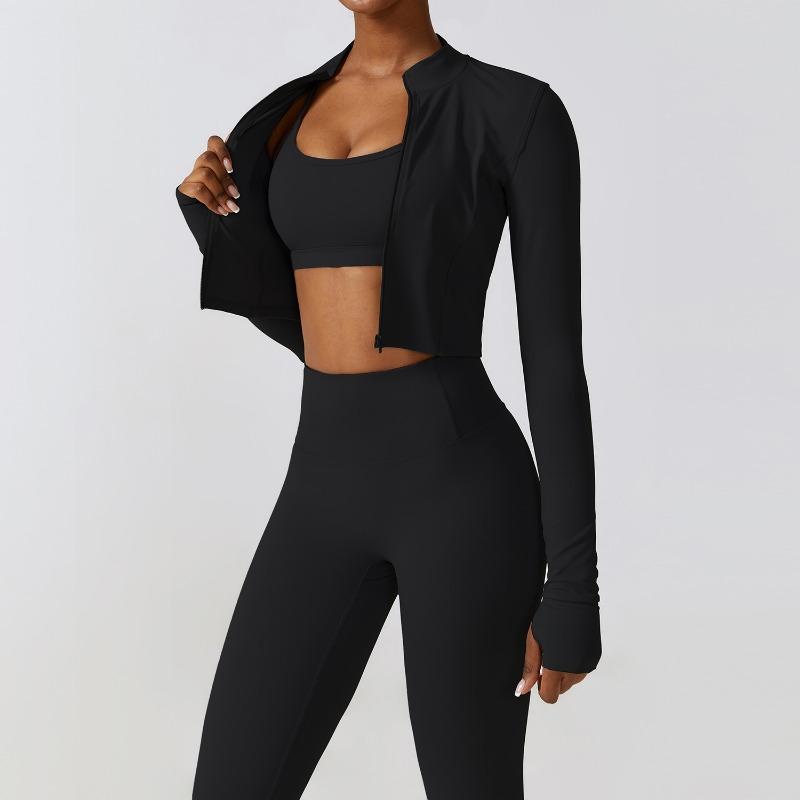 Autumn and winter tight yoga clothes, nude quick-drying sports suit, thin fitness clothes three-piece set