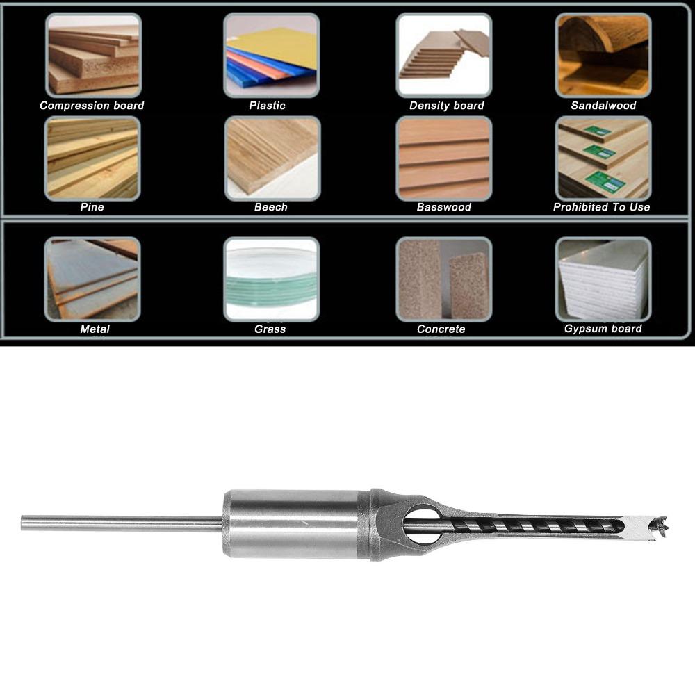Alloy Steel Square Hole Drill Bit Power Tool 1/4(6.4mm)5/16(8mm)3/8(9.5mm)1/2(12.7mm)14mm(0.55in)16mm(0.63in) Mortiser Drill Bit