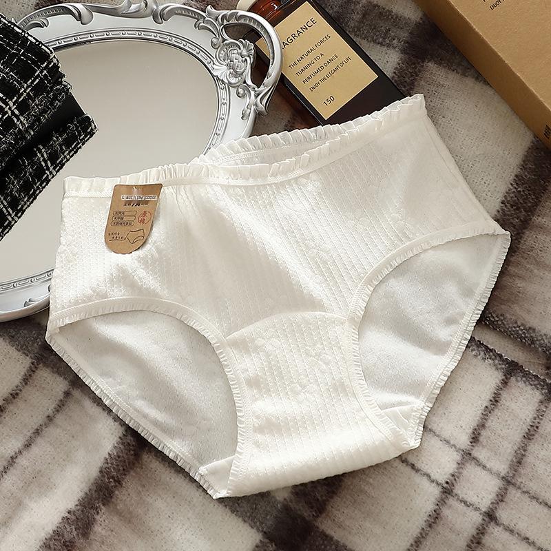 Class A Girls' Extra Long Cotton Crotch Briefs: Breathable, White Mid-Rise Triangle Panties