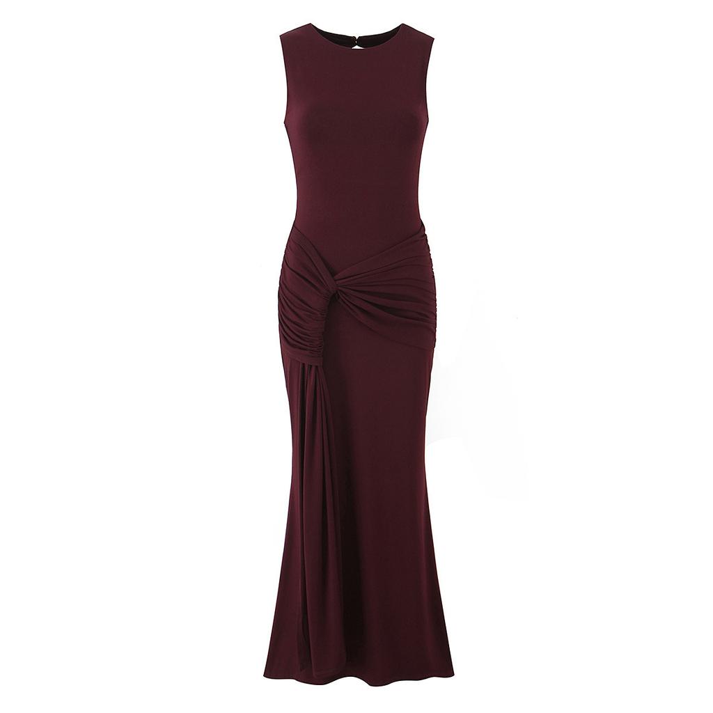 European and American style, new women's clothing, foreign style, classic, versatile irregular slim-fit wrinkled dress