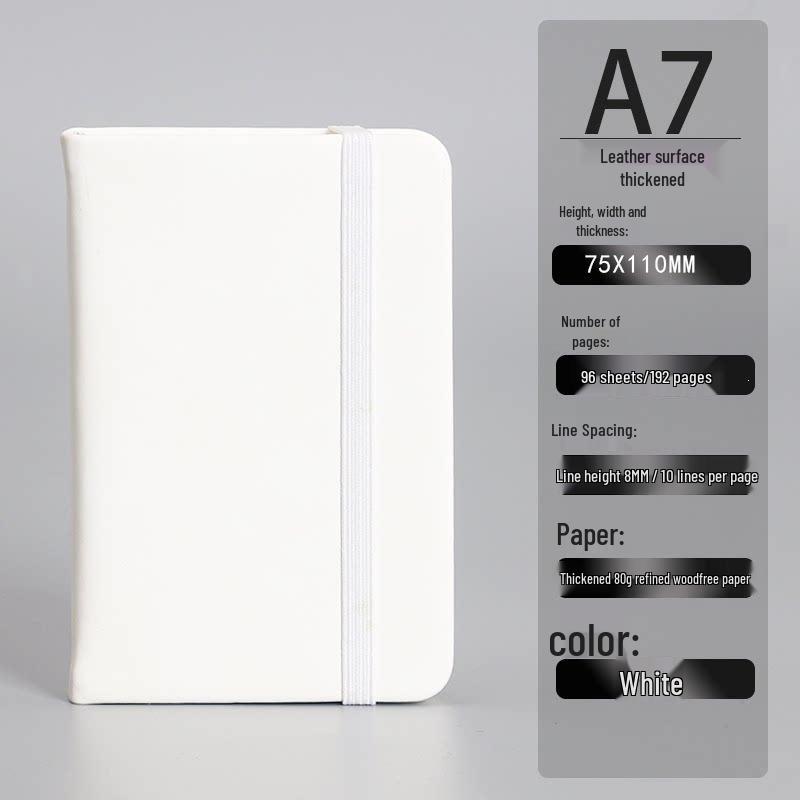 A7 Mini Pocket Notebook with Thick Leather Cover - Retro and Simple Design