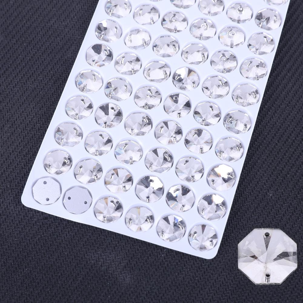 Weichen Glass Hand Seam Drill Flat Bottom Double Hole Octagonal Flat Buckle Ab Special-Shaped Colored Diamond Diy/Double Hole Gem Drill