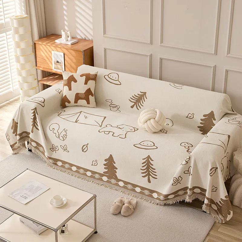 Modern And Simple Cartoon Chenille Sofa Cover Four Season Universal Anti Slip And Dustproof Leather For Living Room Sofa Cover