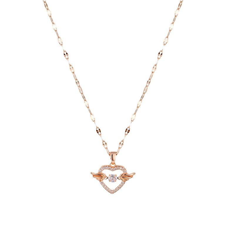 Design sense niche female tide necklace female beating heart pendant titanium steel collarbone chain new jewelry