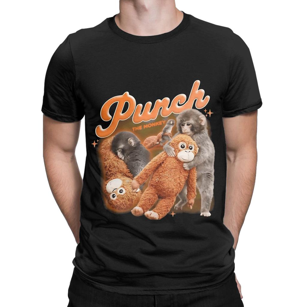 Punch Monkey Graphic Funny 100 Cotton TShirt Bib Punch The Monkey Tops Tees For Unisex