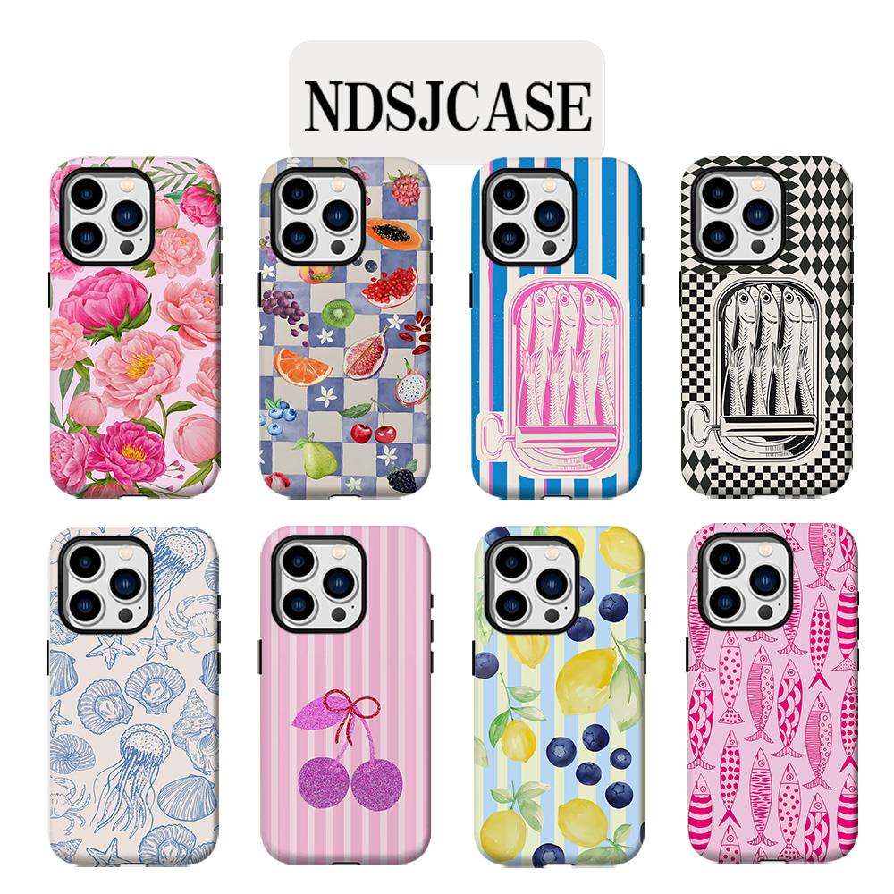 Luxurious Purple Cherry Phone Case for iPhone 17 16 15 14 13 12 11 X XS Air Pro Max Plus Luxury Double-layer Back Cover