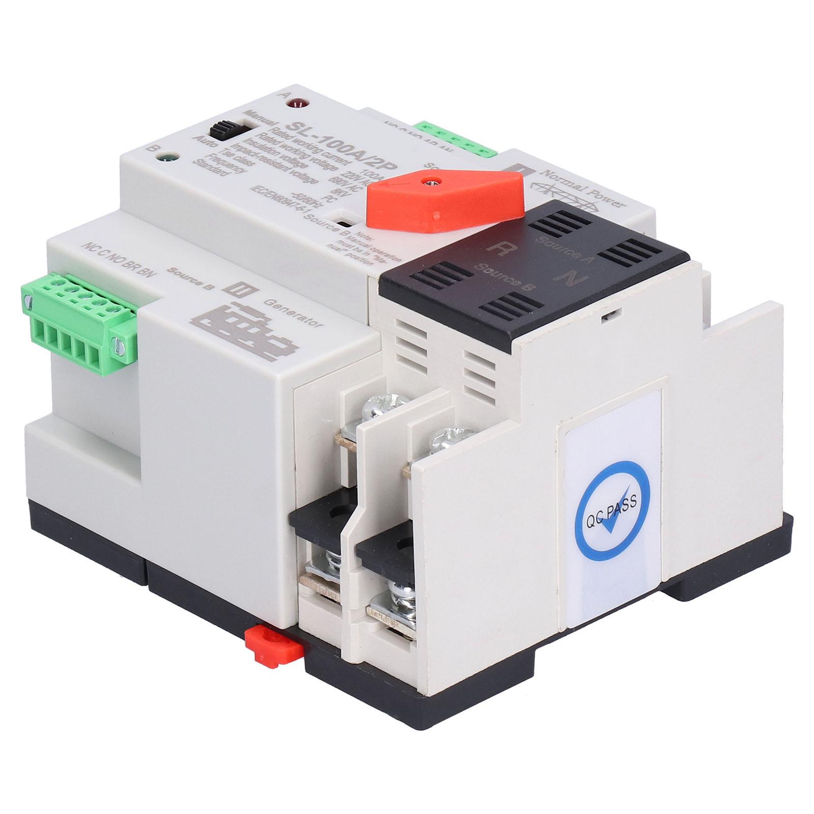 

Automatic Transfer Switch 2‑Power Uninterruptible 2P 100A PC Isolation Type ATS 220V AC