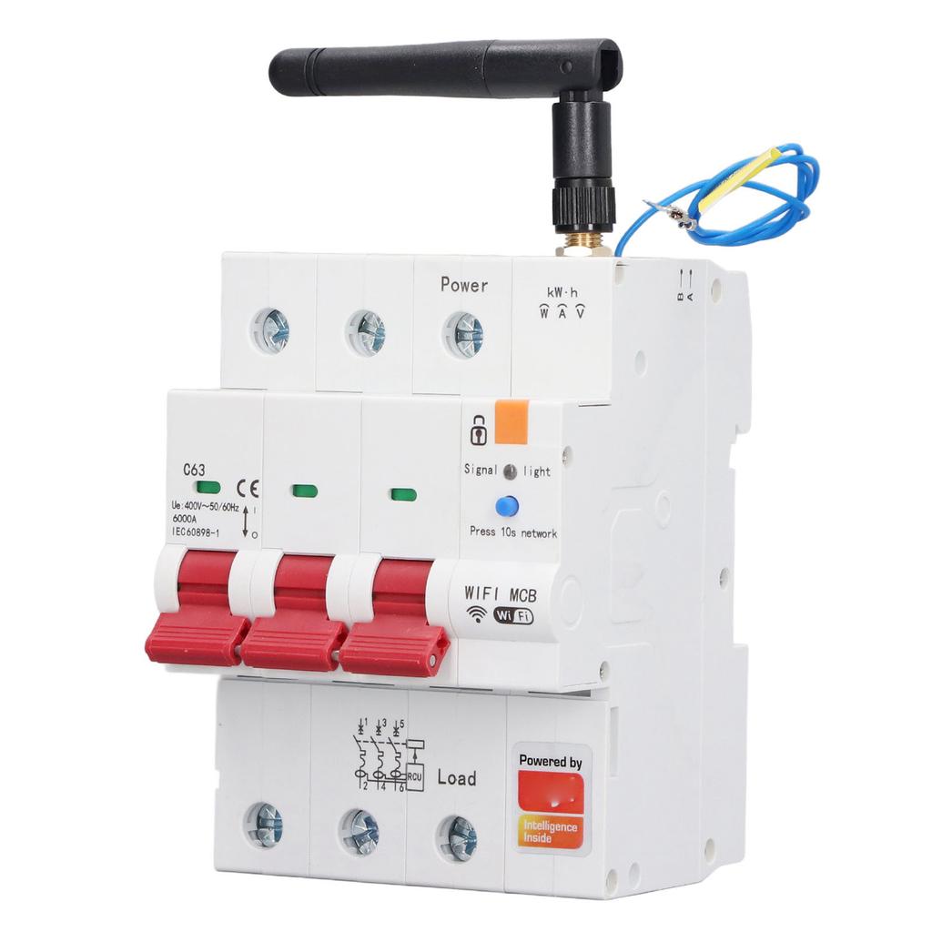 WIFI Metering Circuit Breaker 3P 63A Remote Control Timed Switching Smart Leakage Switch AC400V