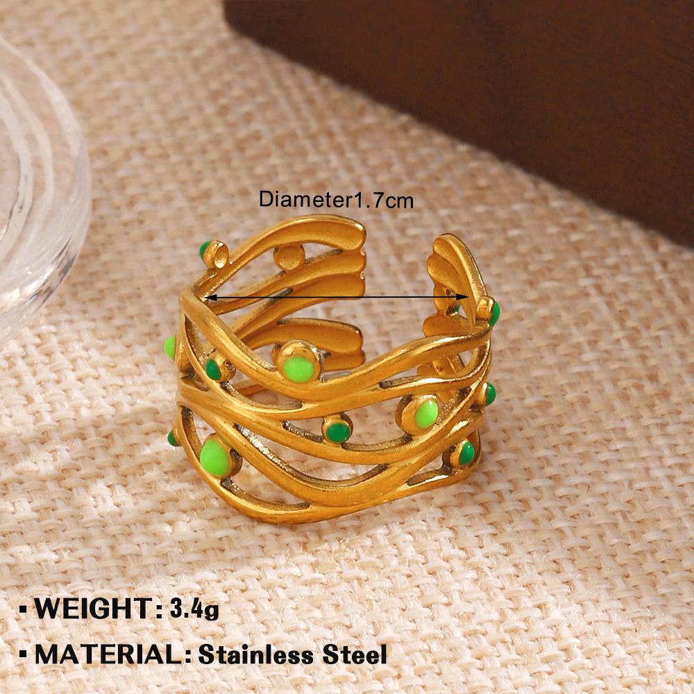 Stainless Steel Geometric Flower Color Ring Female,Fashionable, Trendy, Personalized, Hip-hop, Oil Drop Ring Accessories, Gifts