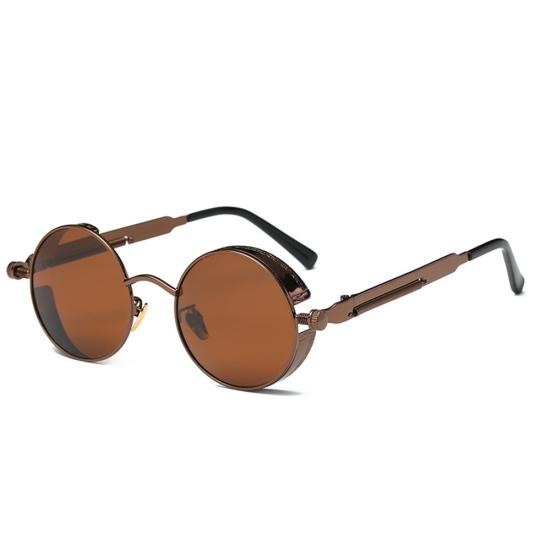 Herren Damen Retro Vintage Brille Steampunk Rund Metall UV400 Brillen Sonnenbrille