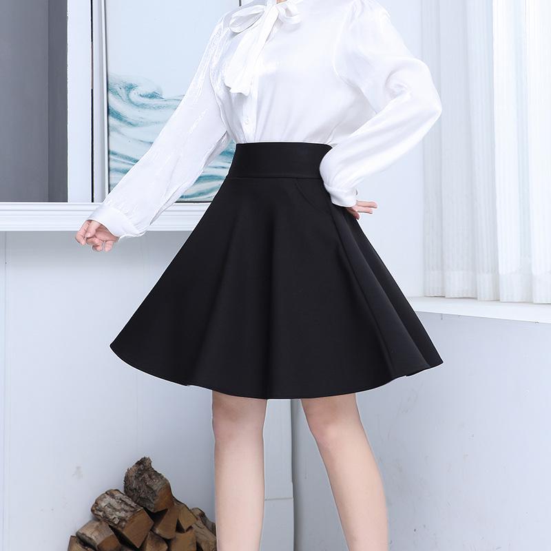 Spring/Summer Women's High Waist Midi Skirt with Pockets - A-line, Anti-Exposure, Full Circle Umbrella Design, Plus Size Slimming Skirt