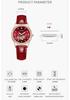 Love Watch Red Leather Strap Diamond Gift for Women Women's Wristwatch, Stylish, Waterproof, Simple, Business, Cute, Casual, Luxury,