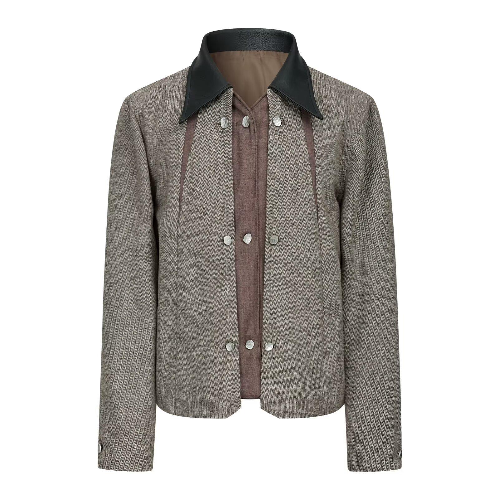 Мужская ретро шерстяная куртка с лацканами - Американский стиль, Осень, Свободный крой M