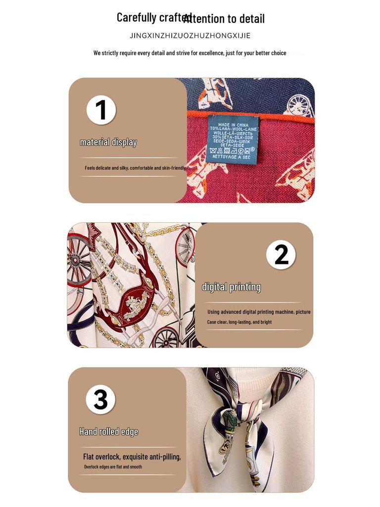 Reversible Mulberry Silk Scarf: Hand-Rolled Edge, Double-Sided Print for Autumn & Winter