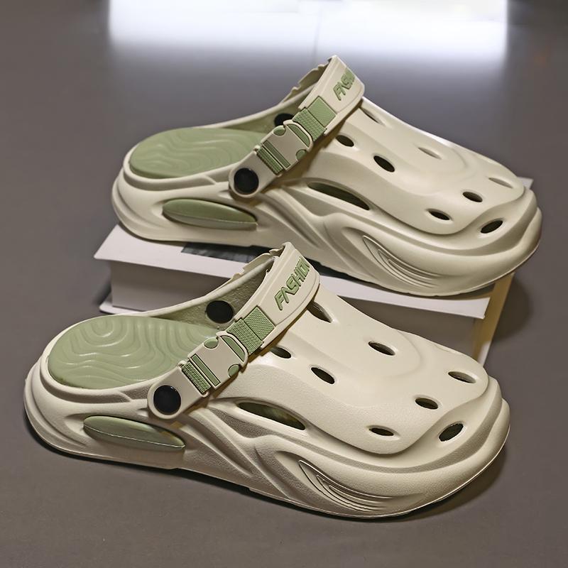 Fashion Men Water-Resistant EVA Slippers Beach-Walking Comfortable Step Sensation Head-Covering Slip-On Sandals Casual Footwear