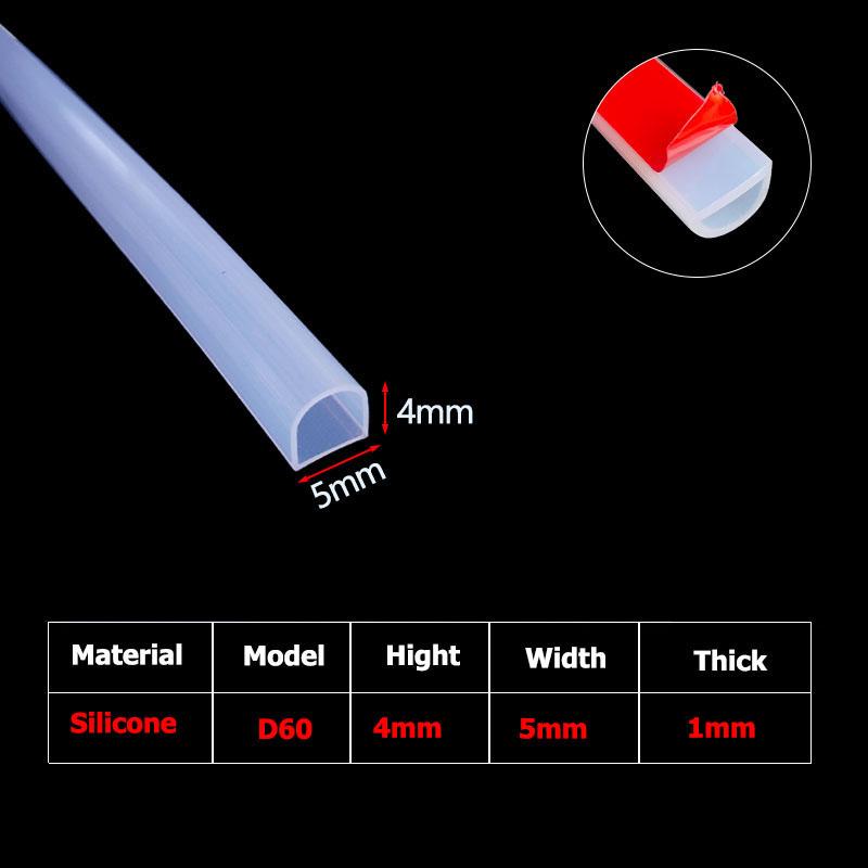 

2-10M D Shape Silicone Rubber Sealing Strip Semi Circle Hollow High Temperature Self Adhesive Door Window Sound Insulating Strip 2Meter