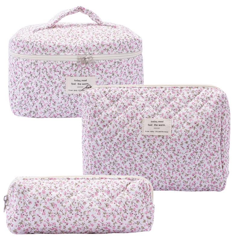 2023 Floral Cute Cotton Makeup & Toiletry Bag - Small, Fresh, Portable Storage Case