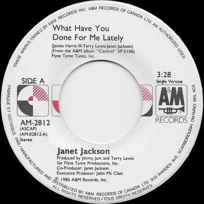7inch Record JANET JACKSON  What Have You Done For Me Lately AM2812 AM Records 1986 Canada Pop Used