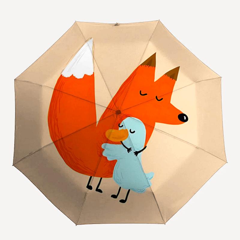 

1pc Fox Duck One Umbrella And a Plastic Handle, Compact And Stylish, with a Vibrant Cartoon Pattern, Perfect for All Seasons, Home, Travel