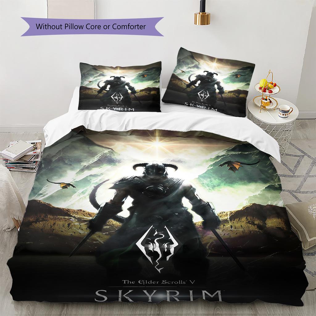 The Elder Scrolls Bedding Quilt Set Quilt Cover Pillowcase Home Decoration Birthday Gift (1 * duvet cover + 2 * pillowcase, without core)